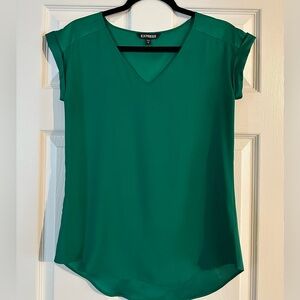 Express Women's Emerald V-Neck Blouse